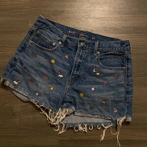 American Eagle Embroidered Denim Shorts